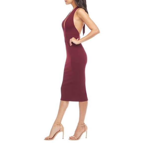 DRESS THE POPULATION Vanessa Halter Dress Burgundy Medium 6-8 NEW - Picture 4 of 11